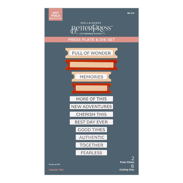 OakridgeStores.com | Spellbinders - Cherish This - BetterPress Plate & Die Set - Golden Afternoon Collection - BP-273 810176103029