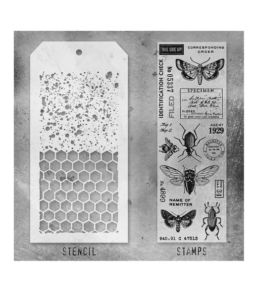 OakridgeStores.com | Tim Holtz - Stampers Anonymous - Set #11 - Mixed-Media Clear Stamps & Layering Stencil - THMM111