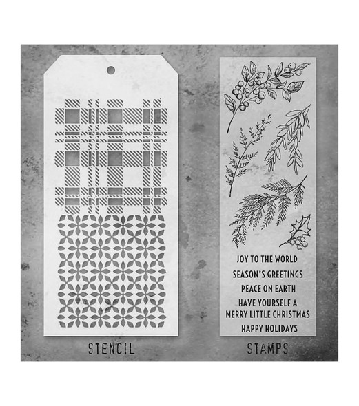 OakridgeStores.com | Tim Holtz - Stampers Anon - Set #32 - Mixed-Media Clear Stamps & Layering Stencil Set - THMM132