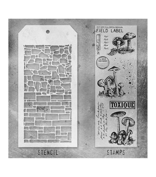 OakridgeStores.com | Tim Holtz - Stampers Anon - Set #12 - Mixed-Media - Clear Stamps & Layering Stencil Set - THMM112