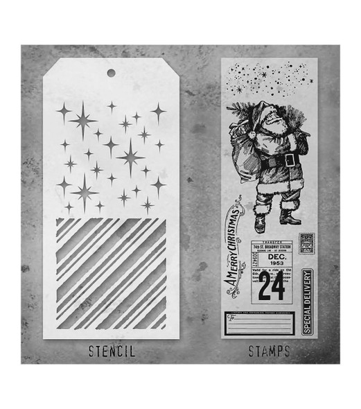 OakridgeStores.com | Tim Holtz - Stampers Anon - Set #31 - Mixed-Media Clear Stamps & Layering Stencil - THMM131