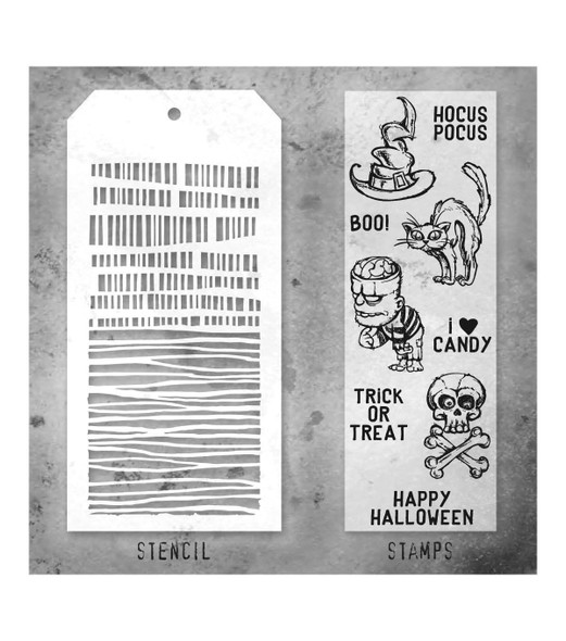 OakridgeStores.com | Tim Holtz - Stampers Anon - Set #30 - Mixed-Media Clear Stamps & Layering Stencil Set - THMM130