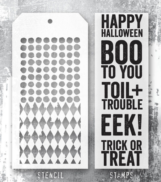 OakridgeStores.com | Tim Holtz - Stampers Anon - Bold Frights - Mixed-Media Clear Stamps & Layering Stencil Set - THMM169