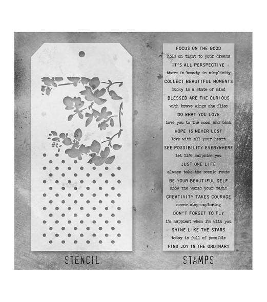 OakridgeStores.com | Tim Holtz - Stampers Anon - Set #13 - Mixed-Media Clear Stamps & Stencil Set - THMM113