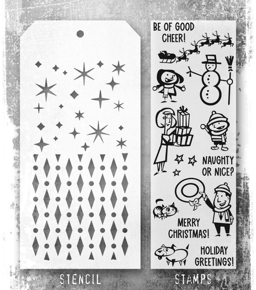 OakridgeStores.com | Tim Holtz - Stampers Anon - Christmas Cartoons - Mixed-Media Clear Stamps & Stencil Set - THMM186