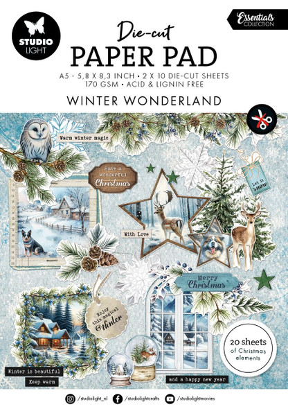 OakridgeStores.com | Studio Light - Winter Wonderland - Die-Cut Paper Pad 5.83 x 8.27 inches, 20/Pkg - SL-ES-DCPP335