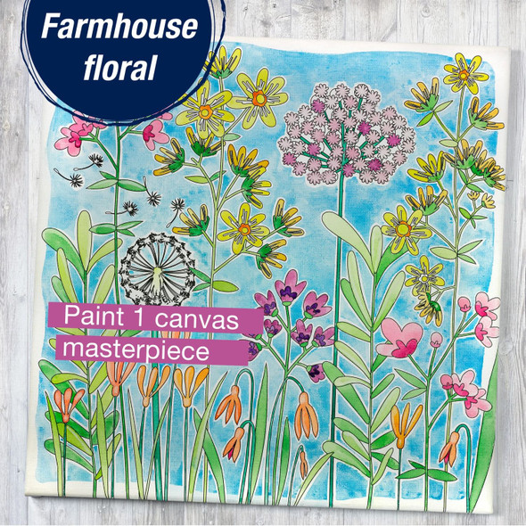 OakridgeStores.com | Creative Studio - Farmhouse Floral - Watercolor Paint-by-Number Kit on Canvas, 12 x 12 inches - FC770631 092633315699