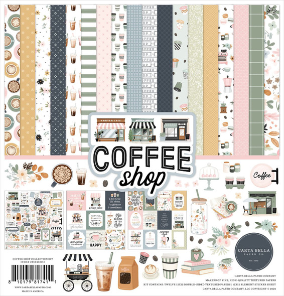 OakridgeStores.com | Carta Bella - Coffee Shop - 12 x 12 Collection Kit, Double-Sided Papers + Sticker Sheet - CBCS446016 810179817411
