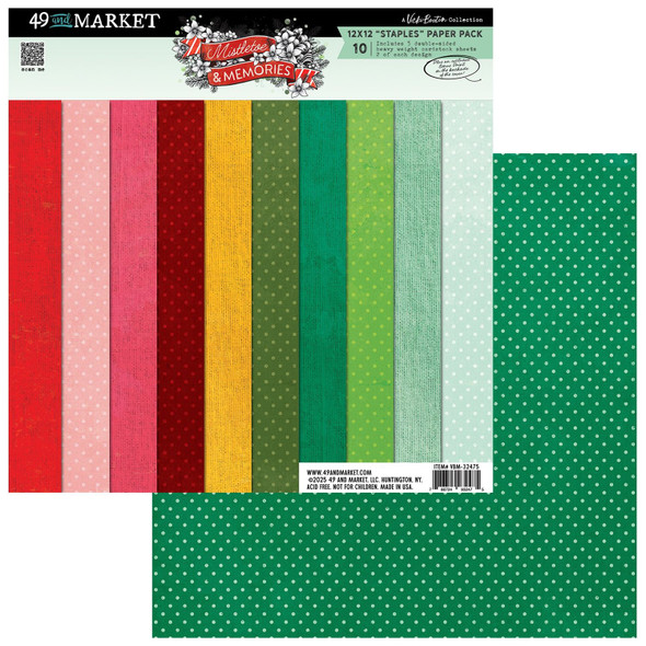 OakridgeStores.com | 49 and Market - Mistletoe and Memories - Staples Scrapbook Paper Pack 12 x 12 inches - VBM-32475 786724932475