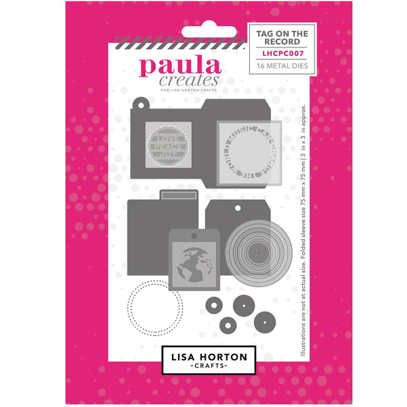 OakridgeStores.com | Lisa Horton Crafts - Tag On The Record - Paula Creates Die Set - LHCPC007 780627351227