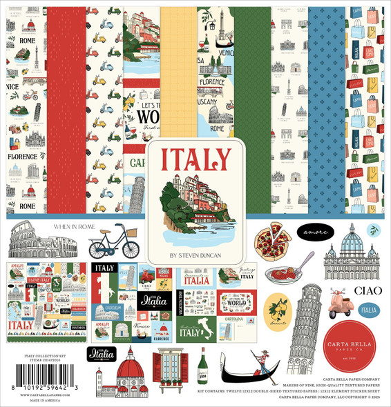 OakridgeStores.com | Carta Bella - Italy - Carta Bella Collection Kit 12"X12" - Scrapbook Paper Collection Kit - CBI472016 810192596423