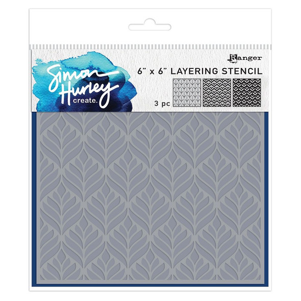OakridgeStores.com | Simon Hurley - Geo Leaves - 3pc Layering Stencil Set 6 x 6 inches - HUS91684 789541091684