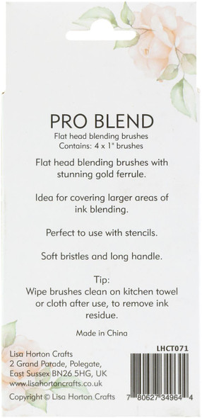 OakridgeStores.com | Lisa Horton Crafts - Flat Head - Pro Blend Blending Brushes 1 inch 4/Pkg - Blending Brushes Set - LHCT071 780627349644