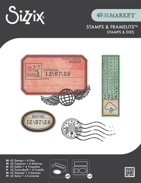 OakridgeStores.com | Sizzix - Globetrotter's Mark by 49 & Market - Clear Stamps with Framelits Dies Set - 667060 630454293781