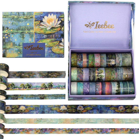 OakridgeStores.com | Ieebee Tapes - Monet's Garden - Washi Tape Set, 27 Rolls, Gold Foil - JY1014 603563808955