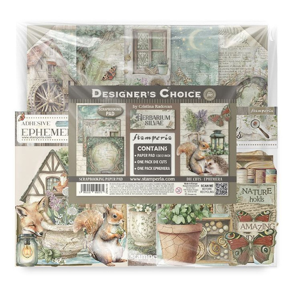 OakridgeStores.com | Stamperia Intl - Herbarium Silvae - Paper Pad, Die Cuts & Ephemera Set - ZBNL10