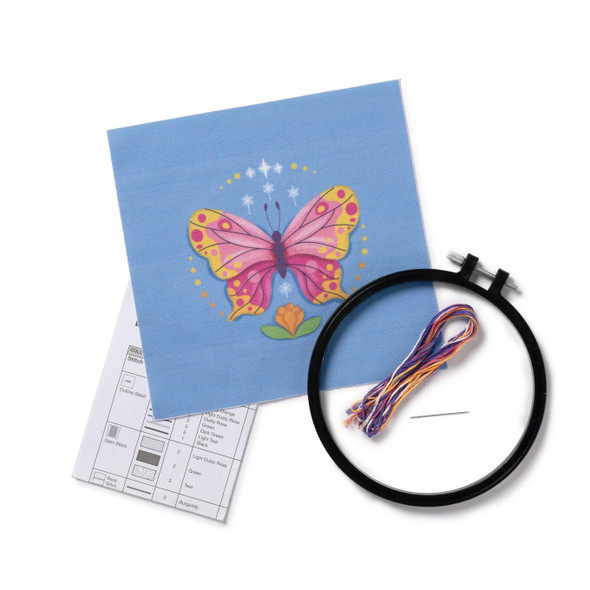 OakridgeStores.com | Bucilla - Energetic Butterfly - Mindful Stamped Embroidery Kit, 6 inches Round - 49225E 046109492254