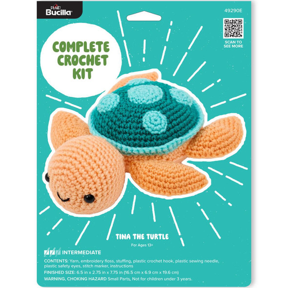 OakridgeStores.com | Bucilla - Tina The Turtle - Amigurumi Kit - 6.5 x 2.75 x 7.75 inches - 49290E 046109492902