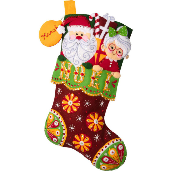 OakridgeStores.com | Bucilla - Noel Nostalgia - Felt Stocking Applique Kit, 18 inches Long - 89804E 046109898049