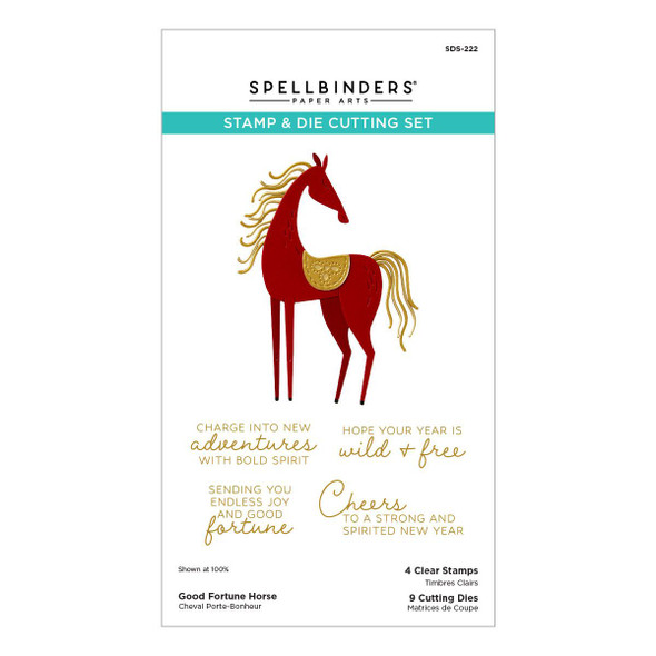 OakridgeStores.com | Spellbinders - Good Fortune Horse - Clear Stamp & Etched Die Set - SDS-222 810176108475