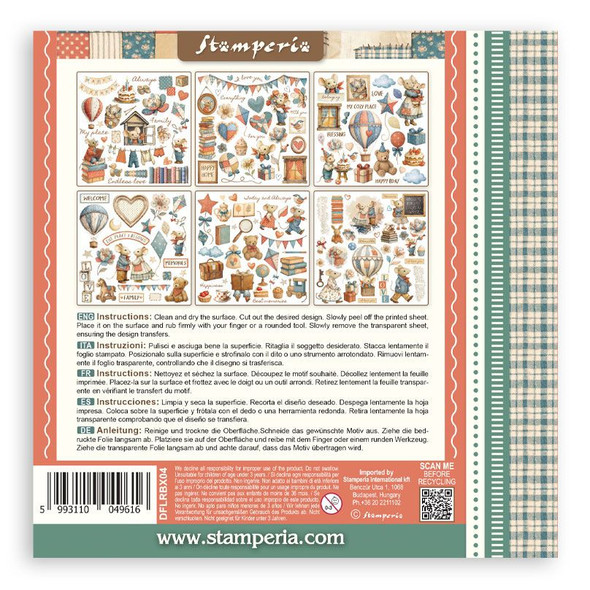 OakridgeStores.com | Stamperia Intl - Family - Assortment Rub-On Transfers 6.1 x 6.1 inches, 6 Pack - DFLRBX04