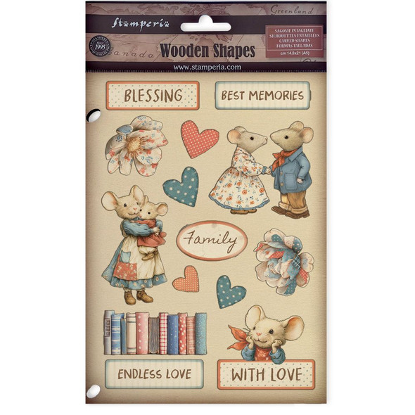 OakridgeStores.com | Stamperia Intl - Family - Wooden Shapes - A5 Sheet - KLSP192