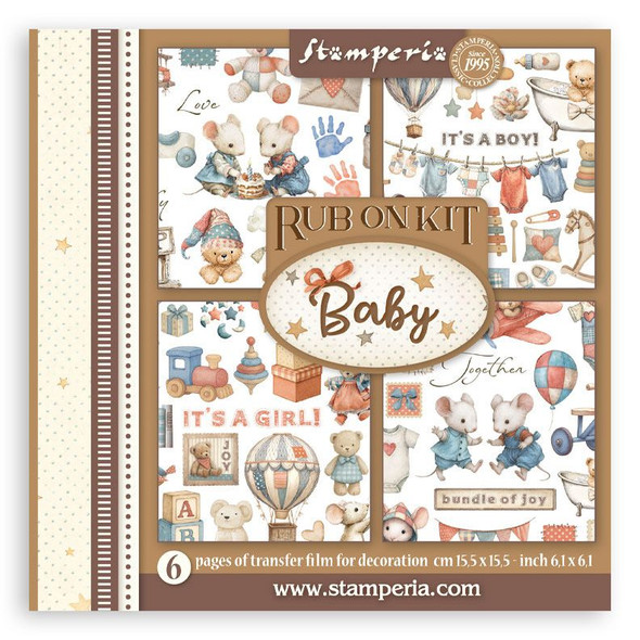 OakridgeStores.com | Stamperia Intl - Baby - Rub-On Assortment - Rub-On Transfers Set - 6 Pack - DFLRBX05