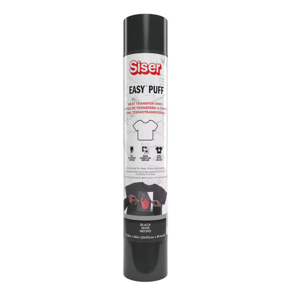 OakridgeStores.com | Siser - Easy Puff Heat Transfer Vinyl Roll - Black - 11.8 x 36 inches - MIPF1183602 810078551737