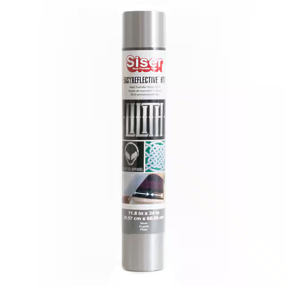 OakridgeStores.com | Siser - Silver - EasyReflective Heat Transfer Vinyl 11.8 x 24 inches Roll - MIER1182413 852886007860