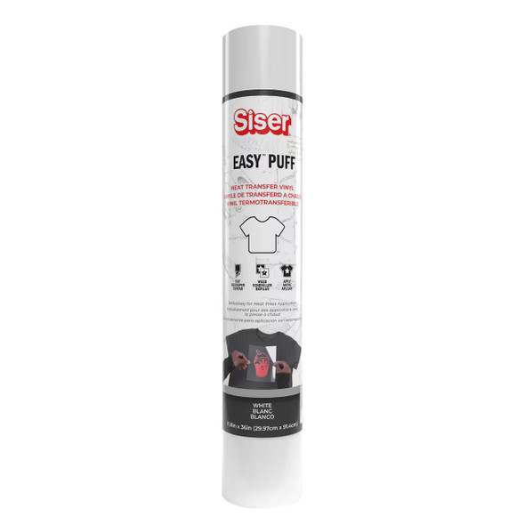 OakridgeStores.com | Siser - Easy Puff Heat Transfer Vinyl Roll - White - 11.8 x 36 inches - MIPF1183601 810078551720