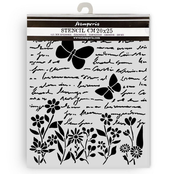 OakridgeStores.com | Stamperia Intl - Daisy Art Letter And Butterfly - Stencil 7.87 x 9.84 inches - KSTD199