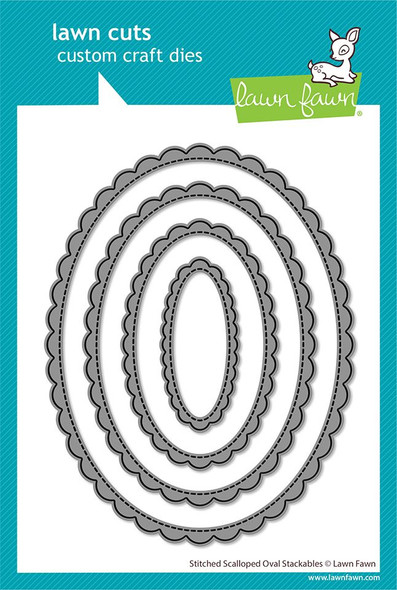 OakridgeStores.com | Lawn Fawn - Stitched Scalloped Oval Stackables AddOn - Lawn Cuts Metal Dies - LF4050 783385669092