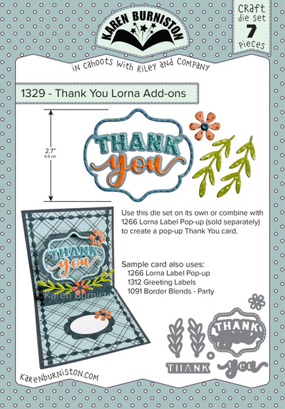 OakridgeStores.com | KB Riley - Thank You Lorna Add-ons - Karen Burniston Dies - 1329 084282635723