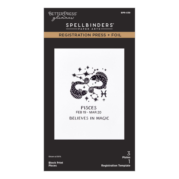 OakridgeStores.com | Spellbinders - Block Print Pisces - BetterPress Registration Press & Foil Plate - BPR-039 810176109076