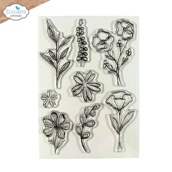 OakridgeStores.com | Elizabeth Craft Designs - Flower Scribbles - Stamp and Die Set - Hello You Collection - CSD441 741527318833