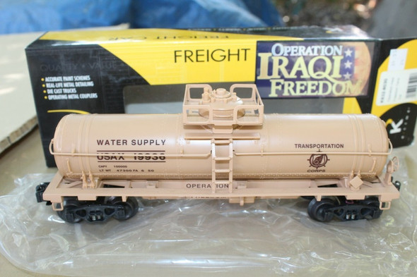 RESALE SHOP - K Line Operation Iraqi Freedom Tank Car Water Supply O SCALE #K632-8030 - RIOR-K632-8030-LN4894