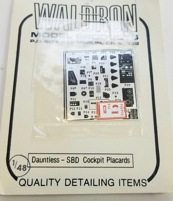 RESALE SHOP - Waldron Dauntless SBD Cockpit Placards 1/48 - STORE-SBD-NS5653