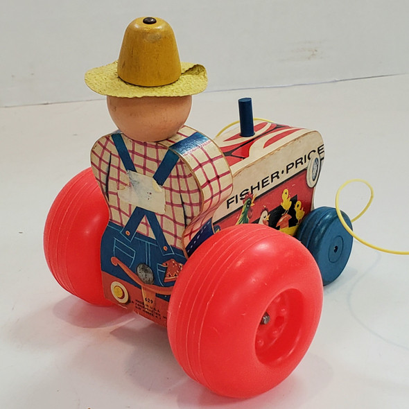 RESALE SHOP - VTG 1961 Fisher Price Pullstring Tractor #629 - fairly clean - BRMA-FPPSTR-U6082