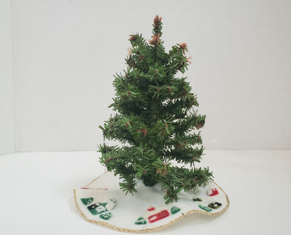 RESALE SHOP - VTG Undecorated Christmas Tree with Tree Skirt - BOST-CHRISTMASTREE-NS6227