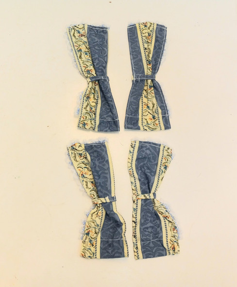 RESALE SHOP - VTG Dark Blue Dollhouse Curtains - BOST-DARKBLUECURTAINS-NS6964