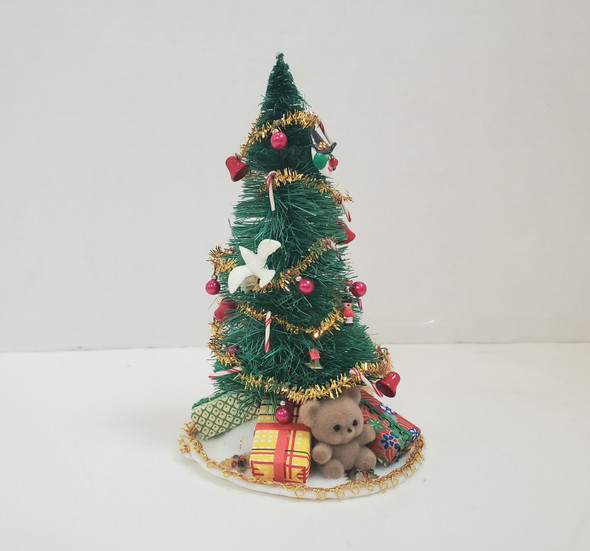 RESALE SHOP - VTG Festive Christmas Tree with Tree Skirt, Presents - BOST-FESTIVETREE-NS6229