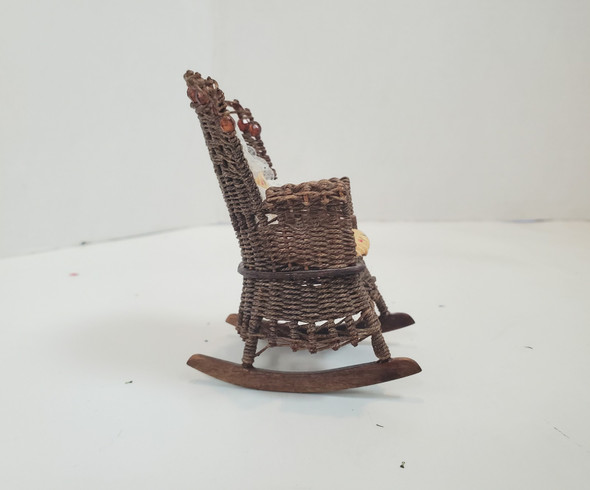 RESALE SHOP - VTG 1:12 Mini Wicker Rocking Chair for Dollhouse - LEDR-WCKRROCK-NS6236