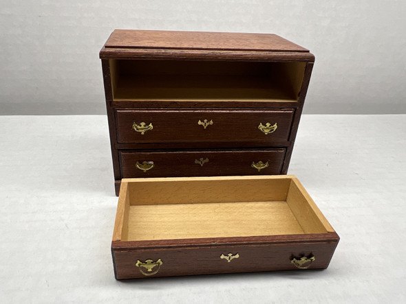 RESALE SHOP - Well-made Walnut 1:12 Dollhouse Wooden Chest with 3 Drawers - BABE-DRESSER-NOB7159