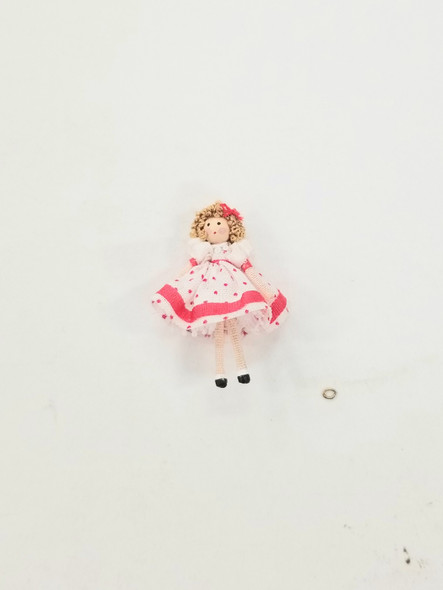 RESALE SHOP - VTG 1:12 DollhouseMiniature Handmade Doll for Young Girl's Toy - BOST-DOLLWITHREDBOW-NS7060