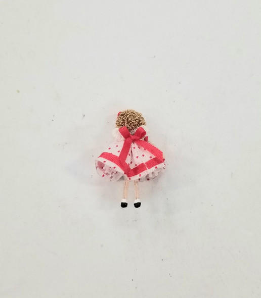 RESALE SHOP - VTG 1:12 DollhouseMiniature Handmade Doll for Young Girl's Toy - BOST-DOLLWITHREDBOW-NS7060