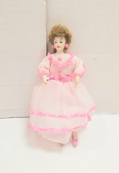 RESALE SHOP - VTG 1:12 Porcelain Women with Pink Ball Gown - BOST-PINKBALLGOWNDOLL-NS7400