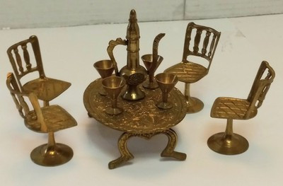 RESALE SHOP - 1:12 Brass Arabic Aftaba Kettle Pitcher, Cups, & Furniture Set - DASI-001-NOB7220