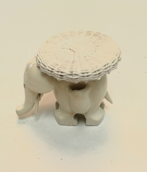 RESALE SHOP - VTG 1:12 Artisan Lee McCurley Elephant White Wicker Plant Stand / Coffee Tables - DASI-WHITETABLESET-NS7181