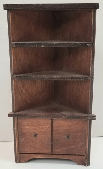 RESALE SHOP - Dollhouse 1:12 Wooden Corner Hutch With Cabinets - RUMA-CORNER-LN7205