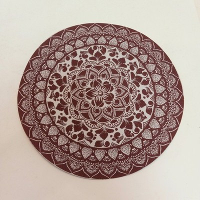 RESALE SHOP - Sam's World Gouldenlabel Large Round 8" x 8" Red & White Floral Medallion Rug - SAM-LC001-NS7332